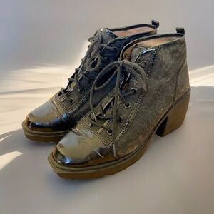Opening Ceremony Shoes Boots Black Gray Combat Chunky Lug Lace Up Size 8